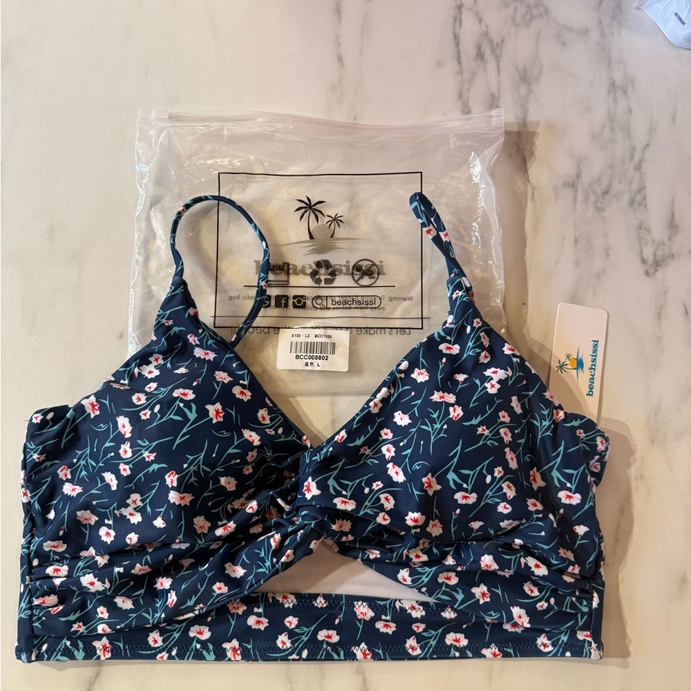 Floral Blue Bikini Top and Bottom